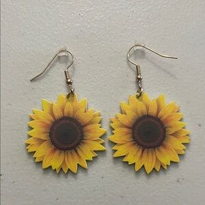 Golden Sunflower Drop Earrings